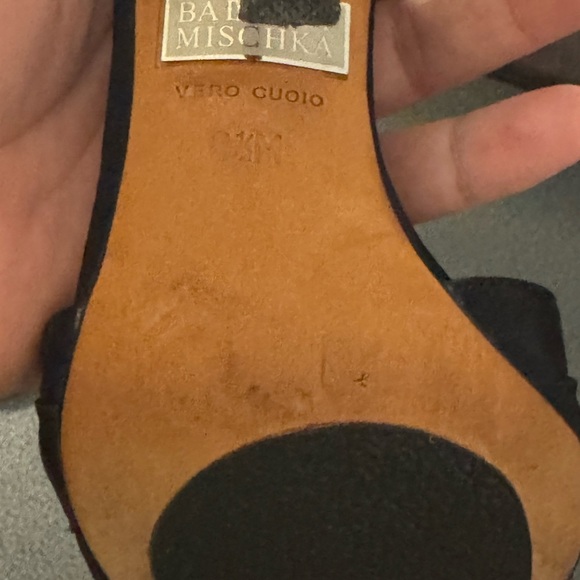 Badgley Mischka Black Satin Bow Heels - Picture 3 of 5